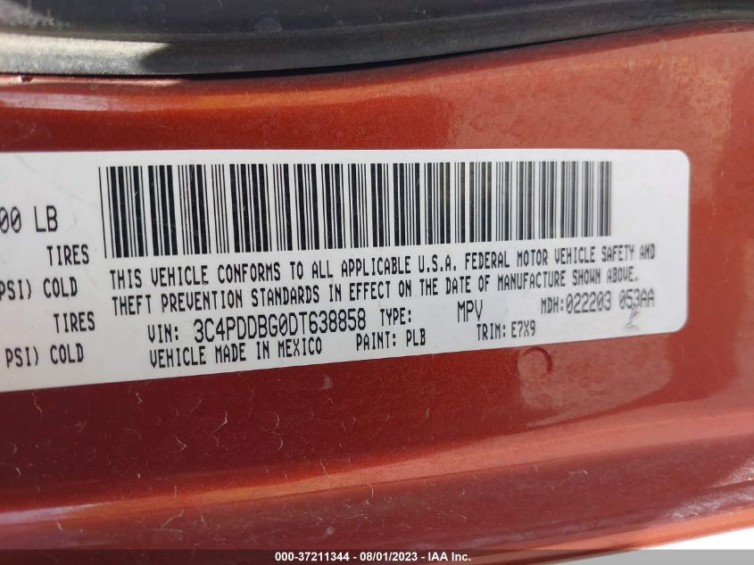 2013 DODGE JOURNEY SXT - 3C4PDDBG0DT638858