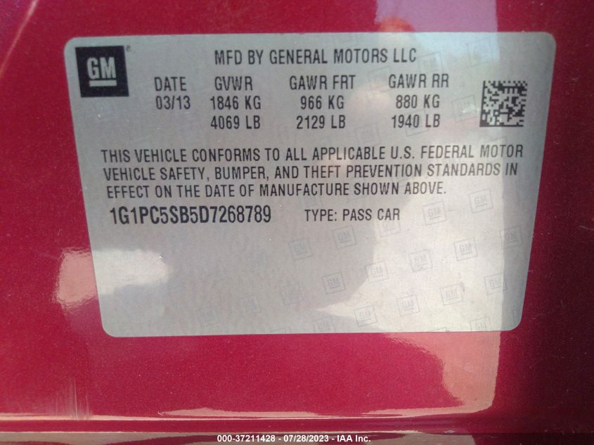 2013 CHEVROLET CRUZE 1LT - 1G1PC5SB5D7268789