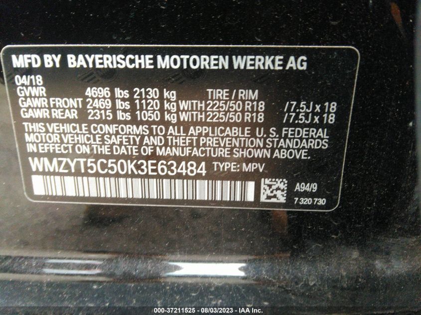 2019 MINI COUNTRYMAN COOPER S WMZYT5C50K3E63484