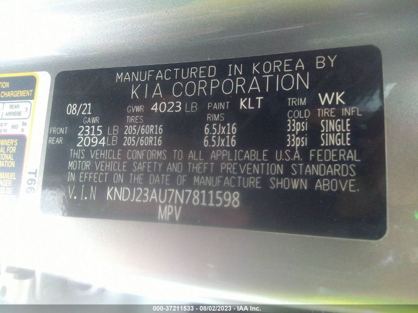 2022 KIA SOUL LX - KNDJ23AU7N7811598