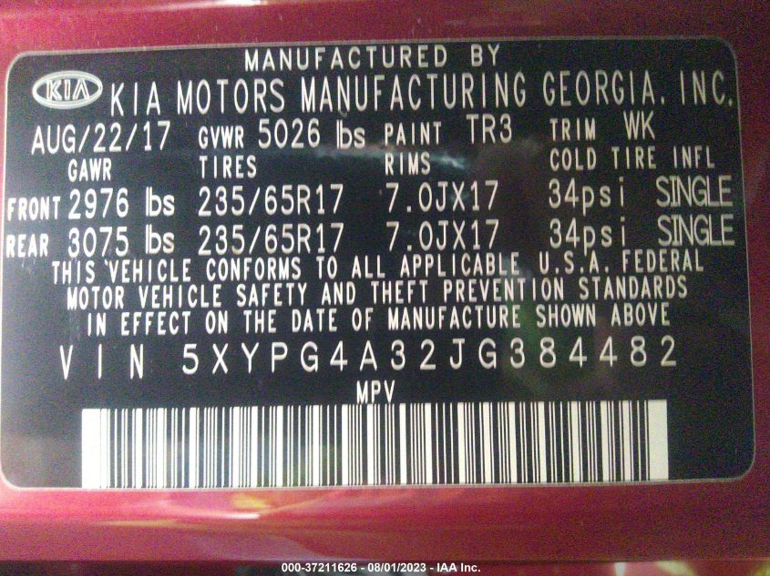 2018 KIA SORENTO LX - 5XYPG4A32JG384482
