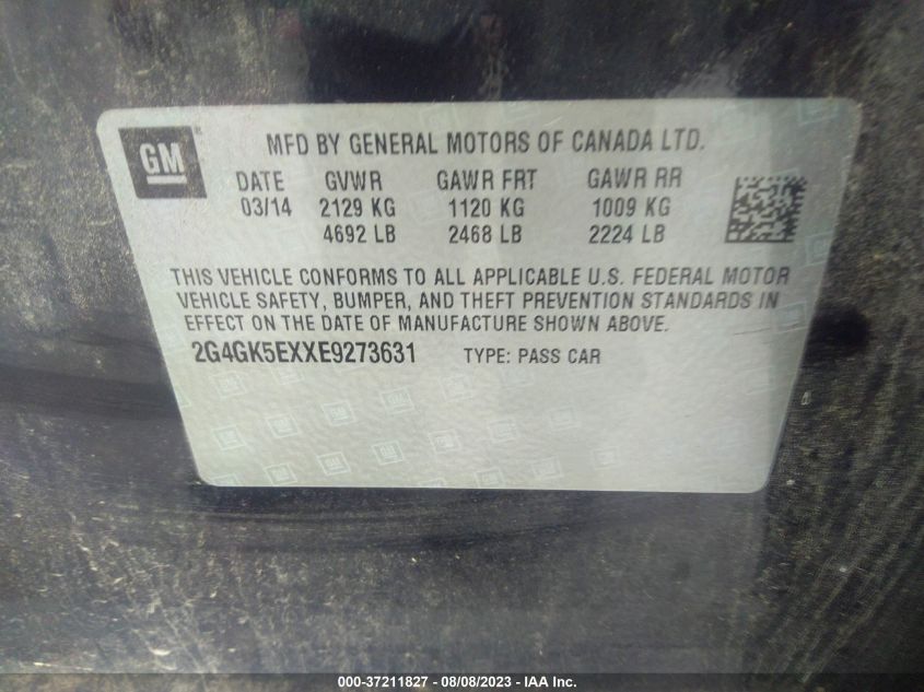 2014 BUICK REGAL - 2G4GK5EXXE9273631