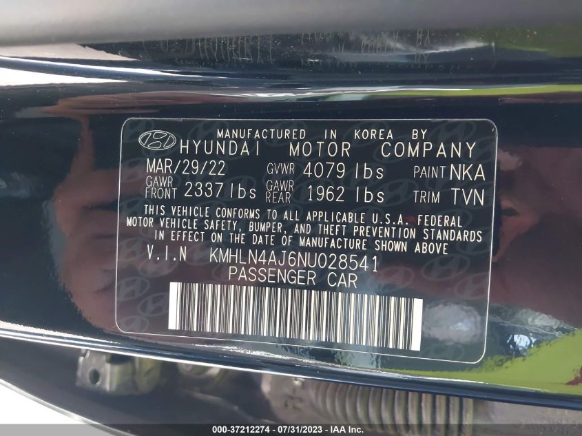 2022 HYUNDAI ELANTRA HYBRID LIMITED - KMHLN4AJ6NU028541