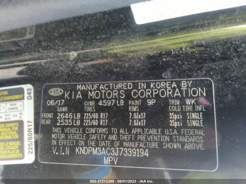 2018 KIA SPORTAGE LX - KNDPM3AC3J7339194