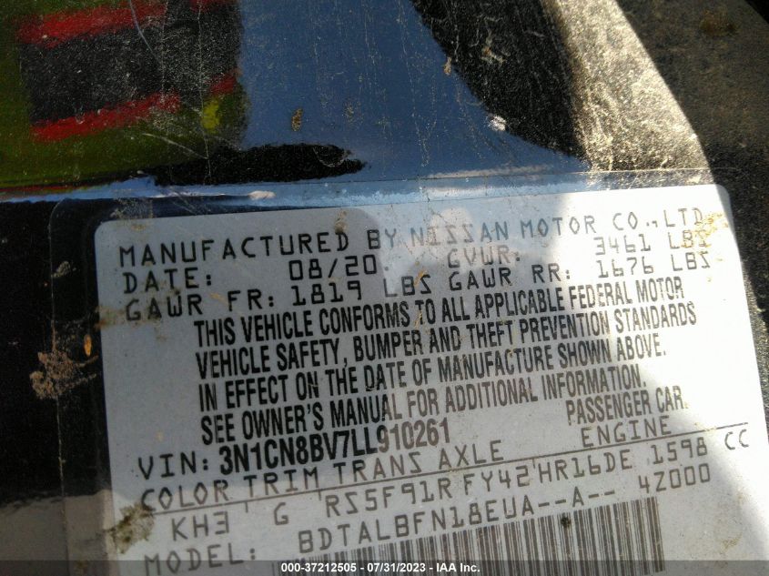 2020 NISSAN VERSA S - 3N1CN8BV7LL910261