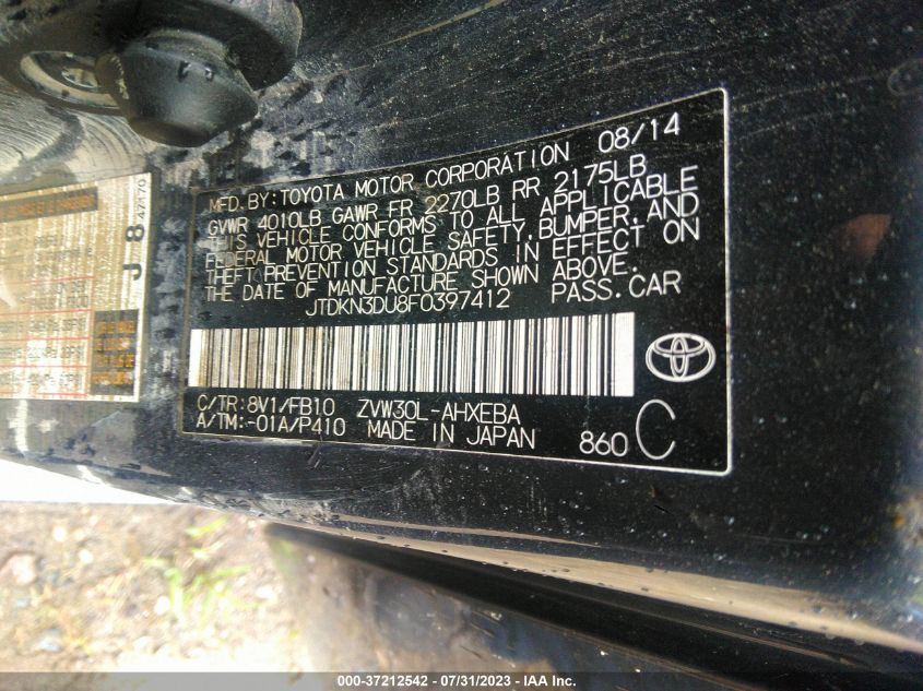 2015 TOYOTA PRIUS FOUR - JTDKN3DU8F0397412