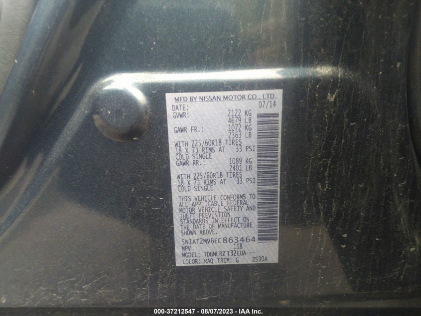 2014 NISSAN ROGUE SL - 5N1AT2MV6EC863464