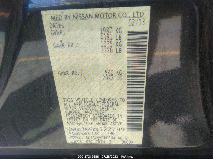 2013 NISSAN ALTIMA 3.5 SL - 1N4BL3AP2DN522799
