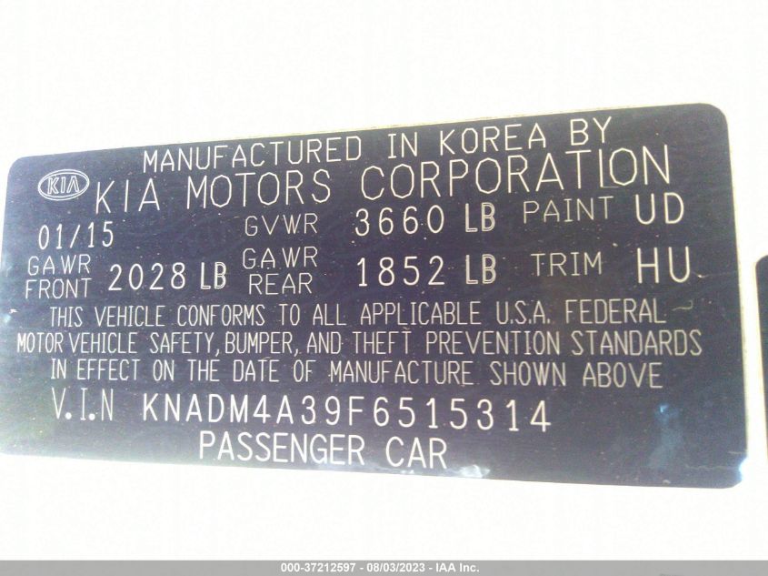 2015 KIA RIO LX - KNADM4A39F6515314