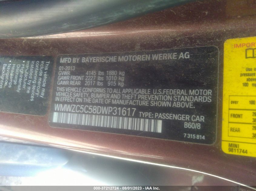2013 MINI COOPER COUNTRYMAN S ALL4 - WMWZC5C58DWP31617