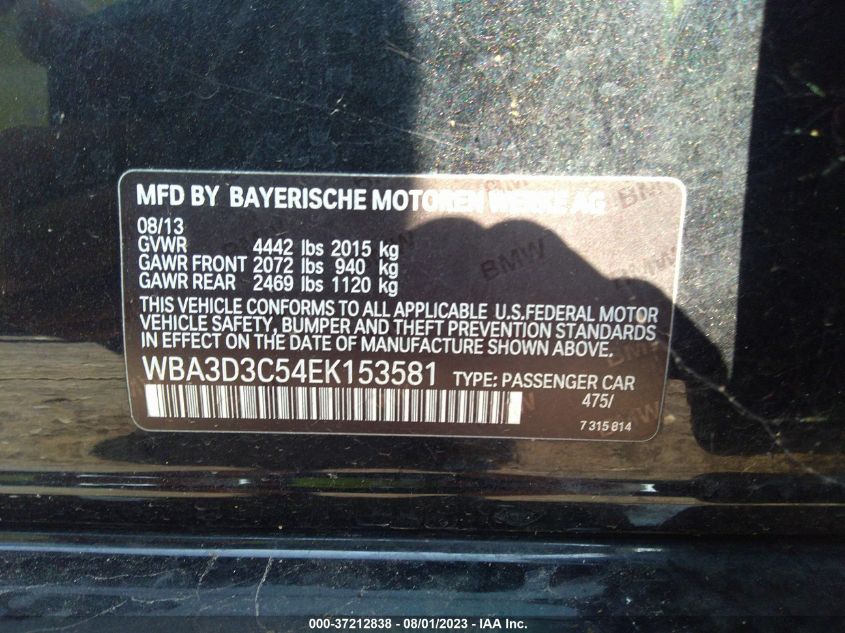 2014 BMW 3 SERIES 328D - WBA3D3C54EK153581