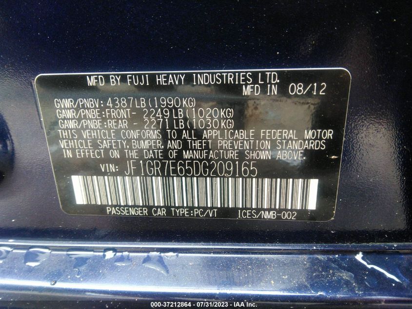2013 SUBARU IMPREZA WAGON WRX WRX JF1GR7E65DG209165