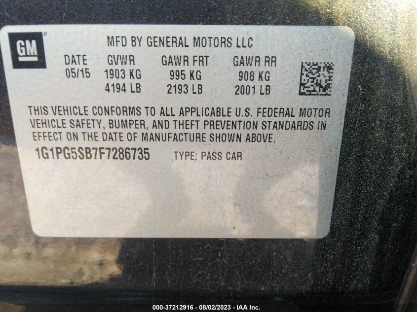 2015 CHEVROLET CRUZE LTZ - 1G1PG5SB7F7286735