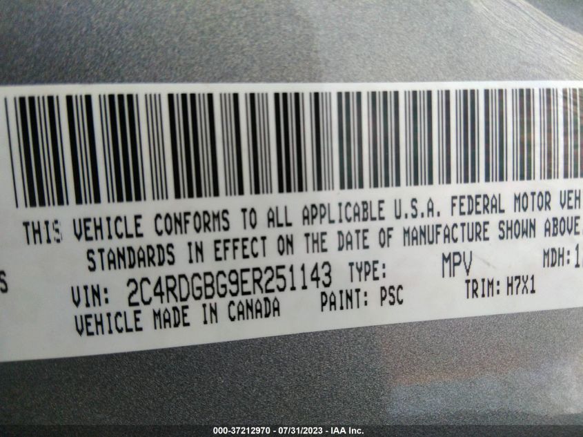 2014 DODGE GRAND CARAVAN SE - 2C4RDGBG9ER251143