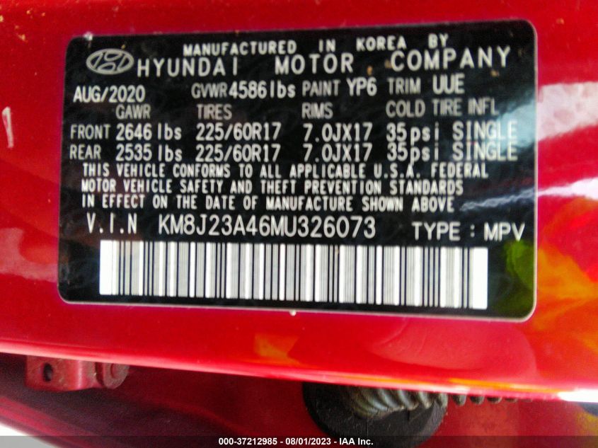 2021 HYUNDAI TUCSON SE - KM8J23A46MU326073