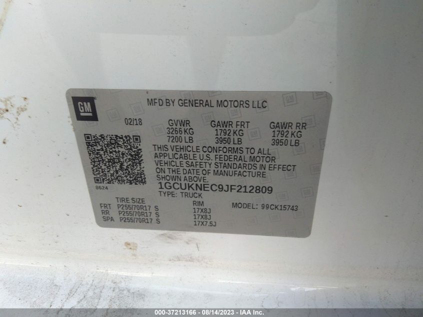 2018 CHEVROLET SILVERADO 1500 WORK TRUCK - 1GCUKNEC9JF212809