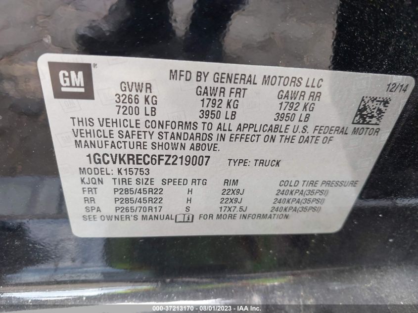 2015 CHEVROLET SILVERADO 1500 LT - 1GCVKREC6FZ219007