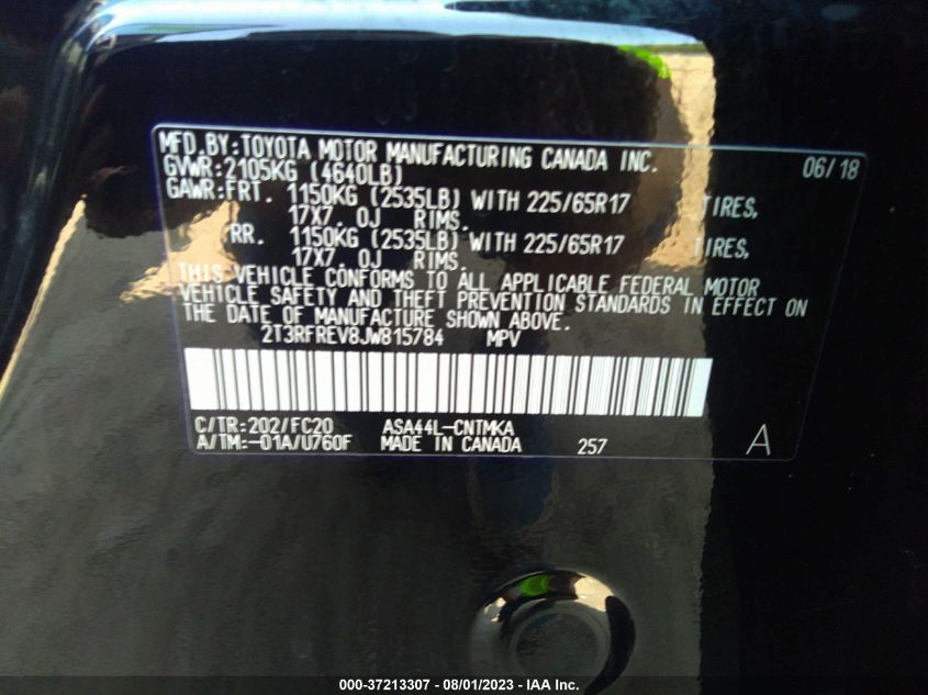 2018 TOYOTA RAV4 XLE/ADVENTURE - 2T3RFREV8JW815784