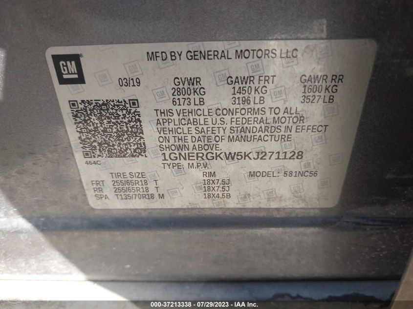 2019 CHEVROLET TRAVERSE LT - 1GNERGKW5KJ271128