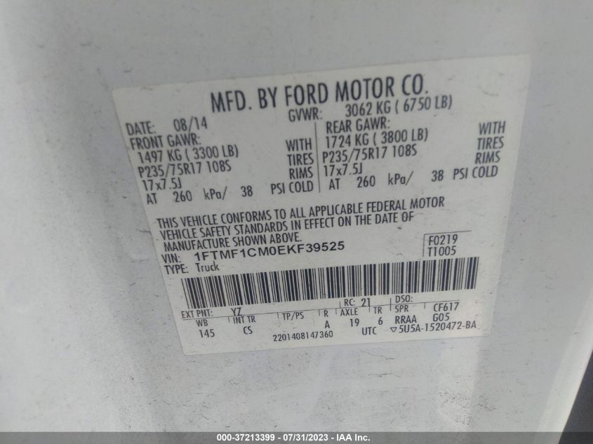 2014 FORD F-150 XL/XLT/STX - 1FTMF1CM0EKF39525