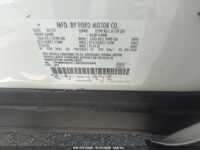 2021 FORD EXPLORER PLATINUM - 1FM5K8HC1MGB56909