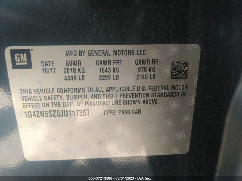 2018 BUICK LACROSSE PREFERRED - 1G4ZN5SZ0JU117357