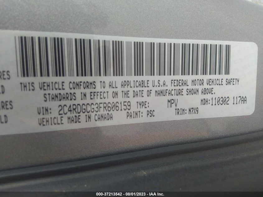 2015 DODGE GRAND CARAVAN SXT - 2C4RDGCG3FR606159