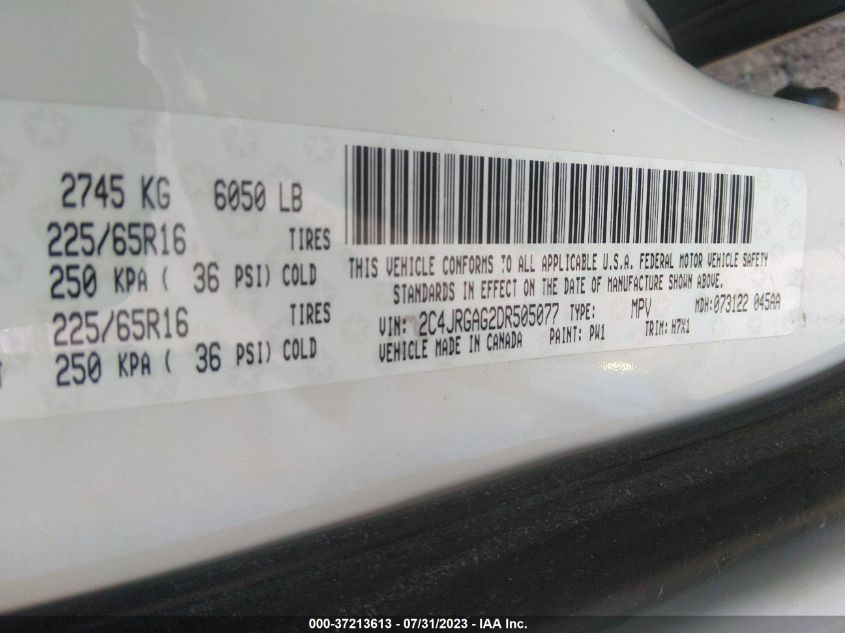 2013 RAM CARGO VAN TRADESMAN 2C4JRGAG2DR505077