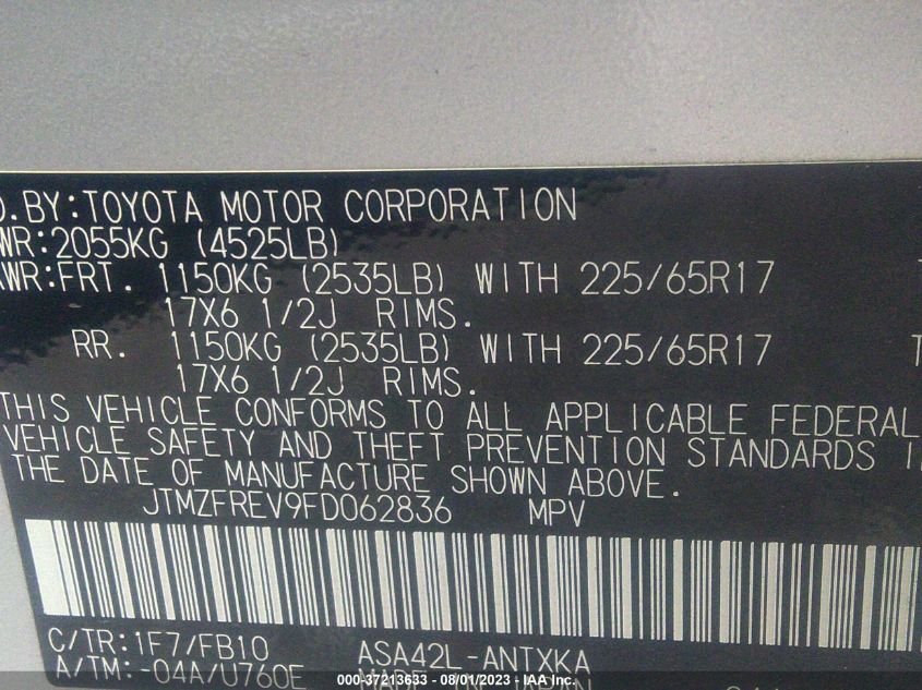 2015 TOYOTA RAV4 LE - JTMZFREV9FD062836