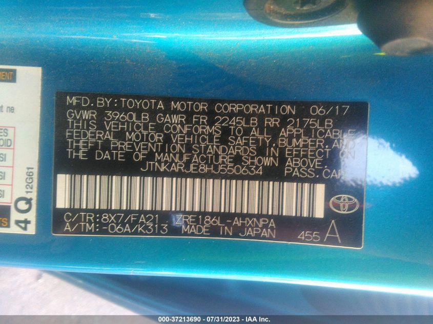 2017 TOYOTA COROLLA IM - JTNKARJE8HJ550634
