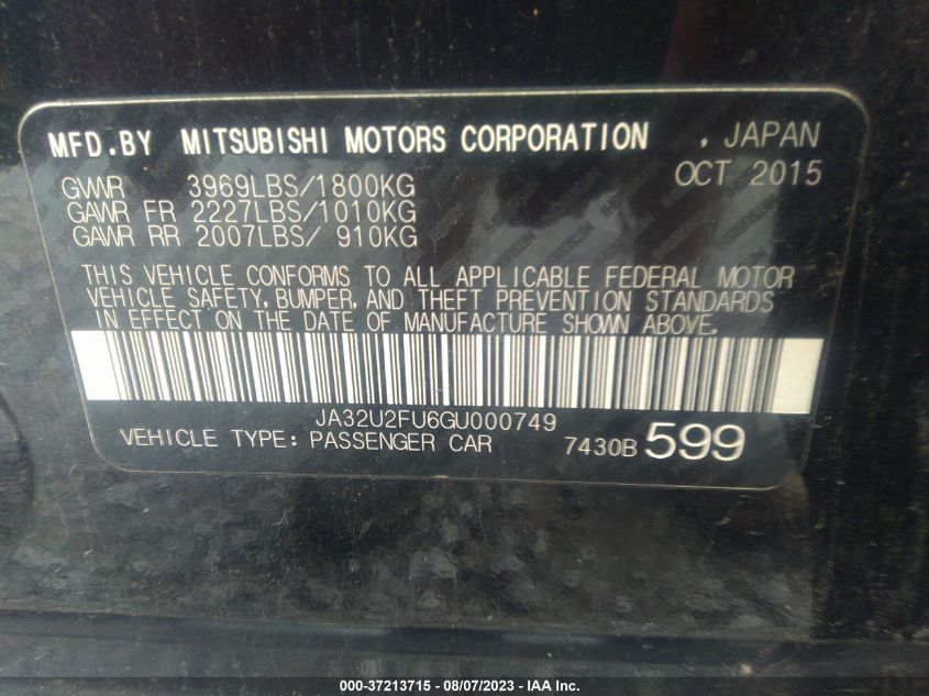 2016 MITSUBISHI LANCER ES - JA32U2FU6GU000749