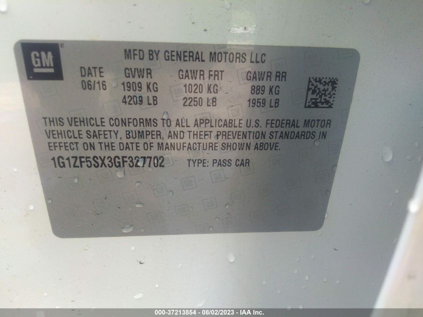 2016 CHEVROLET MALIBU LT - 1G1ZF5SX3GF327702