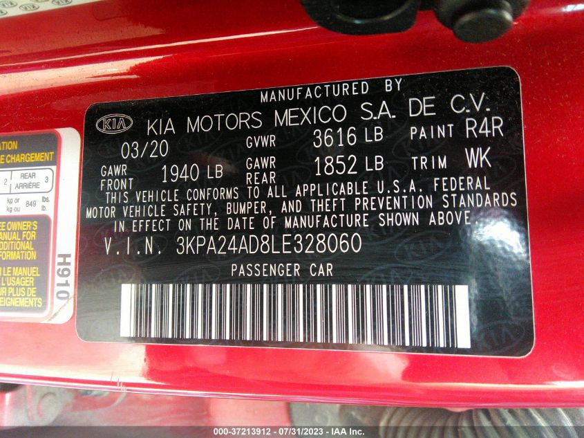 2020 KIA RIO S - 3KPA24AD8LE328060