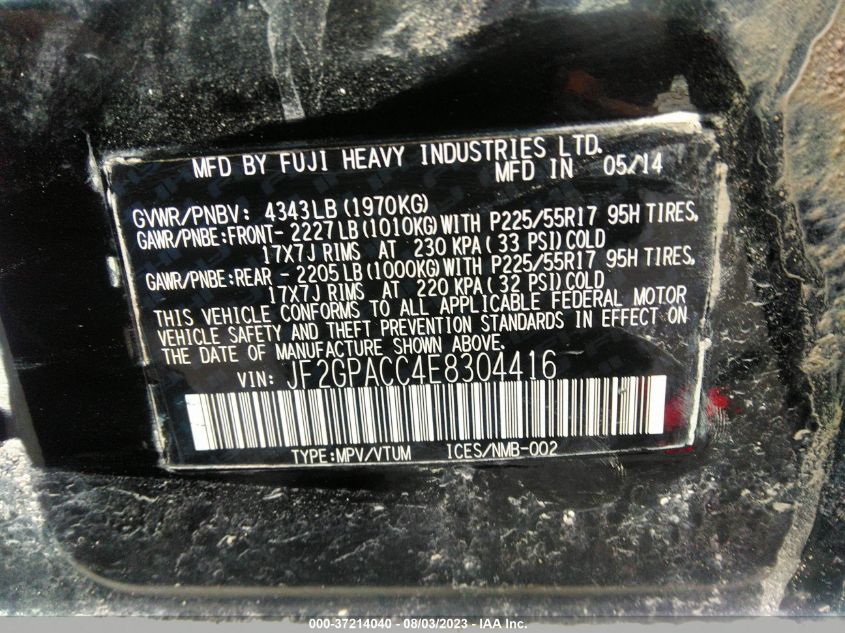 2014 SUBARU XV CROSSTREK PREMIUM - JF2GPACC4E8304416
