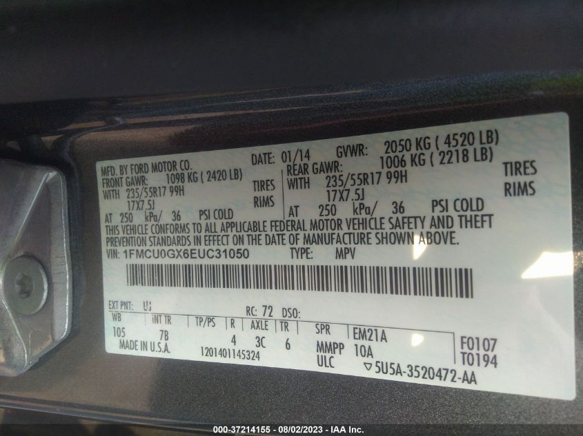 2014 FORD ESCAPE SE - 1FMCU0GX6EUC31050