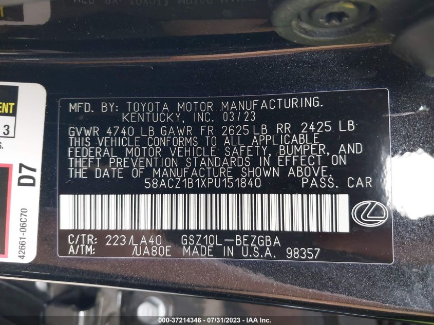 2023 LEXUS ES ES 350 - 58ACZ1B1XPU151840