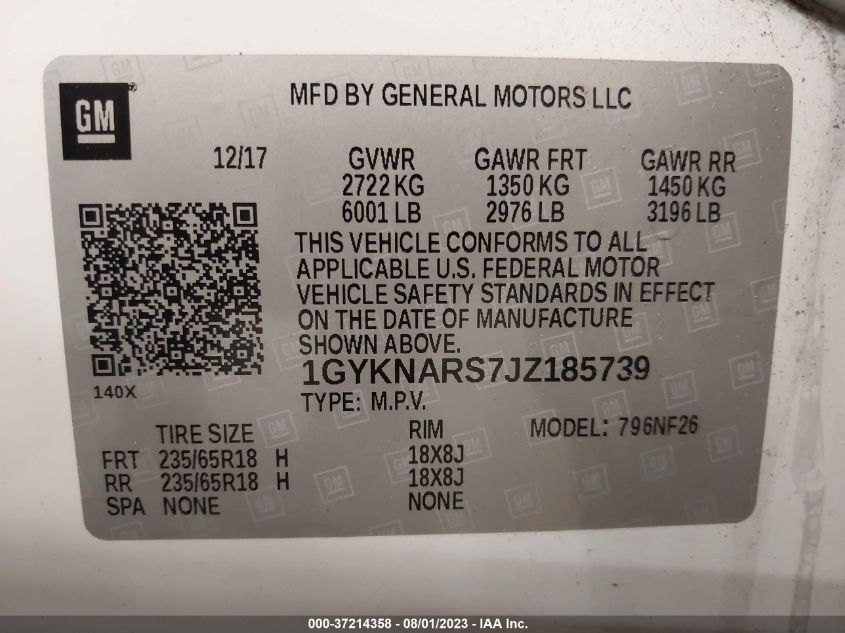 2018 CADILLAC XT5 FWD - 1GYKNARS7JZ185739