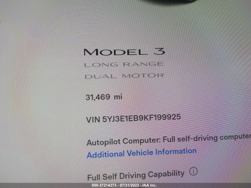 2019 TESLA MODEL 3 LONG RANGE/PERFORMANCE - 5YJ3E1EB9KF199925