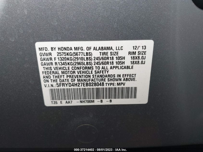 2014 ACURA MDX - 5FRYD4H27EB028048