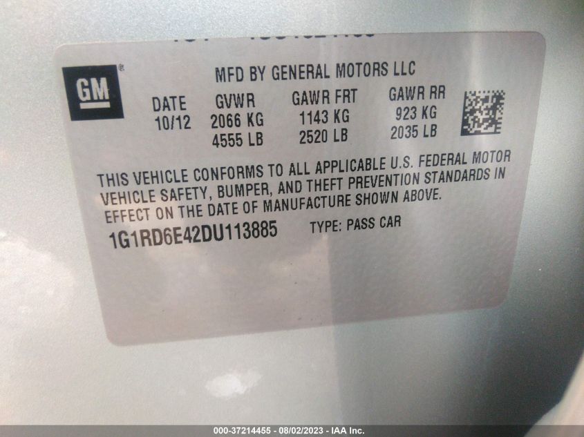2013 CHEVROLET VOLT - 1G1RD6E42DU113885