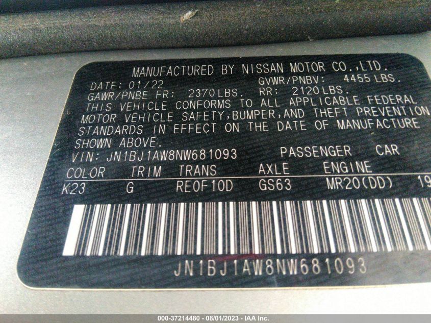 2022 NISSAN ROGUE SPORT S - JN1BJ1AW8NW681093