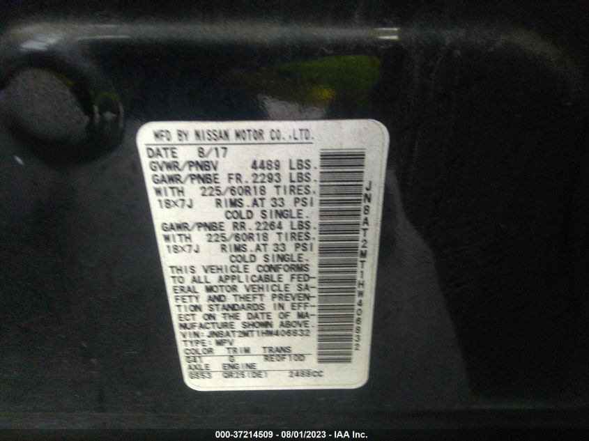 2017 NISSAN ROGUE SL - JN8AT2MT1HW406832
