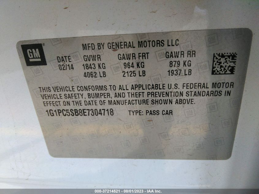 2014 CHEVROLET CRUZE LT - 1G1PC5SB8E7304718