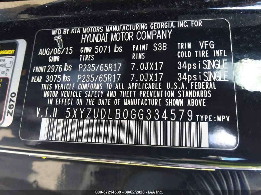 2016 HYUNDAI SANTA FE SPORT - 5XYZUDLB0GG334579