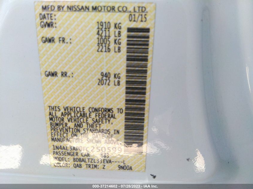 2015 NISSAN ALTIMA 2.5 SL - 1N4AL3AP0FC250599