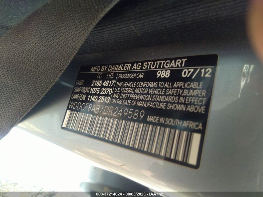2013 MERCEDES-BENZ C-CLASS C 300 - WDDGF8AB7DR249589
