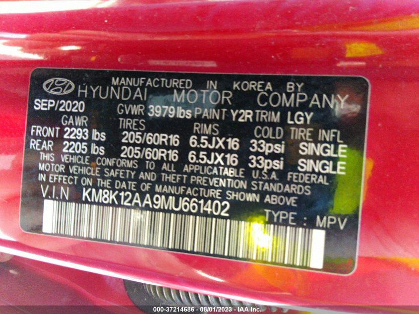 2021 HYUNDAI KONA SE - KM8K12AA9MU661402