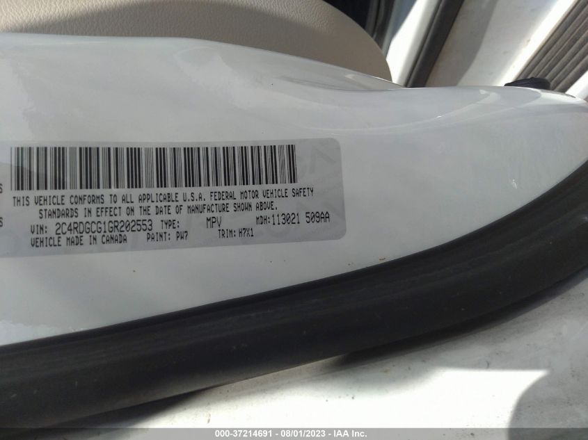 2016 DODGE GRAND CARAVAN SXT - 2C4RDGCG1GR202553
