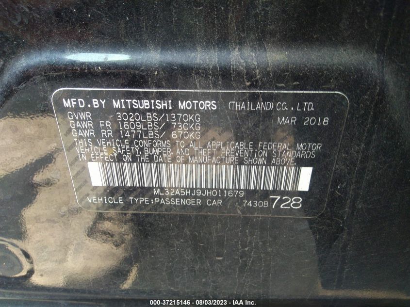 2018 MITSUBISHI MIRAGE GT - ML32A5HJ9JH011679