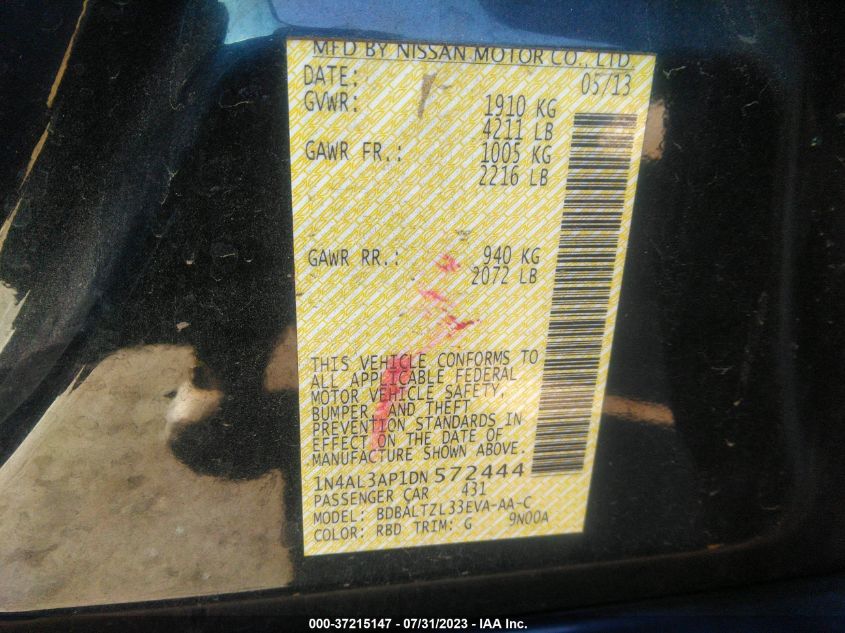 2013 NISSAN ALTIMA 2.5 SV - 1N4AL3AP1DN572444